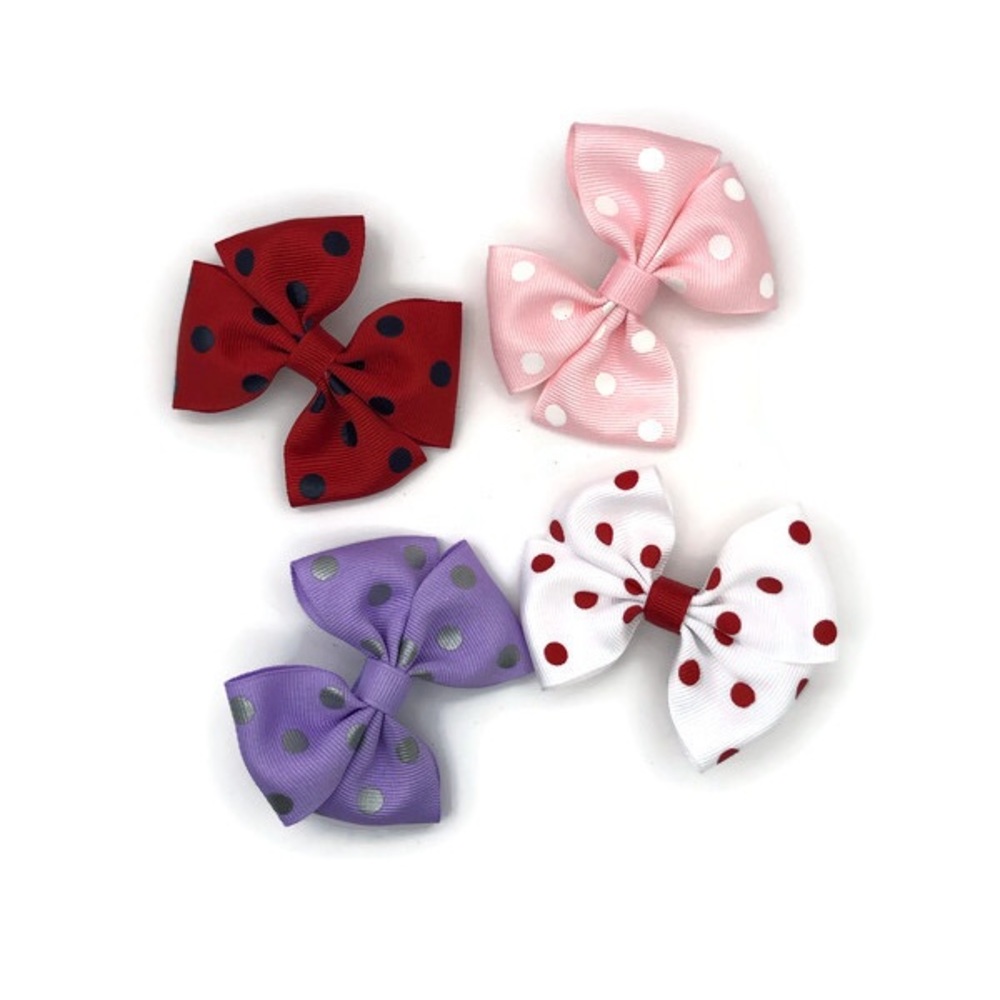 Polka Dot Hair Bow Set of 4